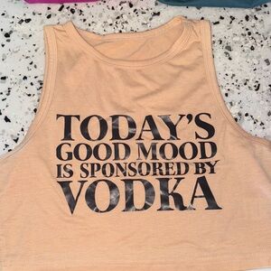 SHEIN Tan Graphic Funny Vodka Tank Top